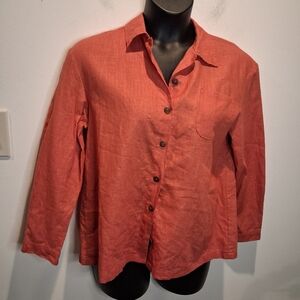 Simpsons Oversized Dress Size 2x Orange Linen Lagenlook Top